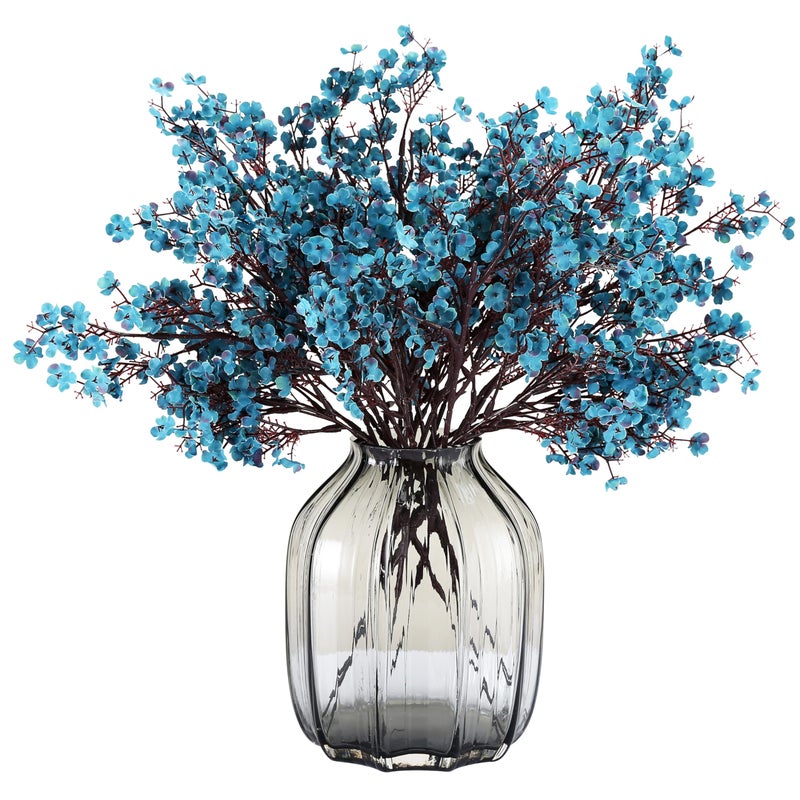 JAKY Global JAKY-Global Babys Breath Fabric Cloth Artificial Flowers 6 Bundle European Fake Silk Plants Decor Wedding Party Decoration Bouquets Real Touch DIY Home Garden (Autumn Blue-6pcs) - Image 1